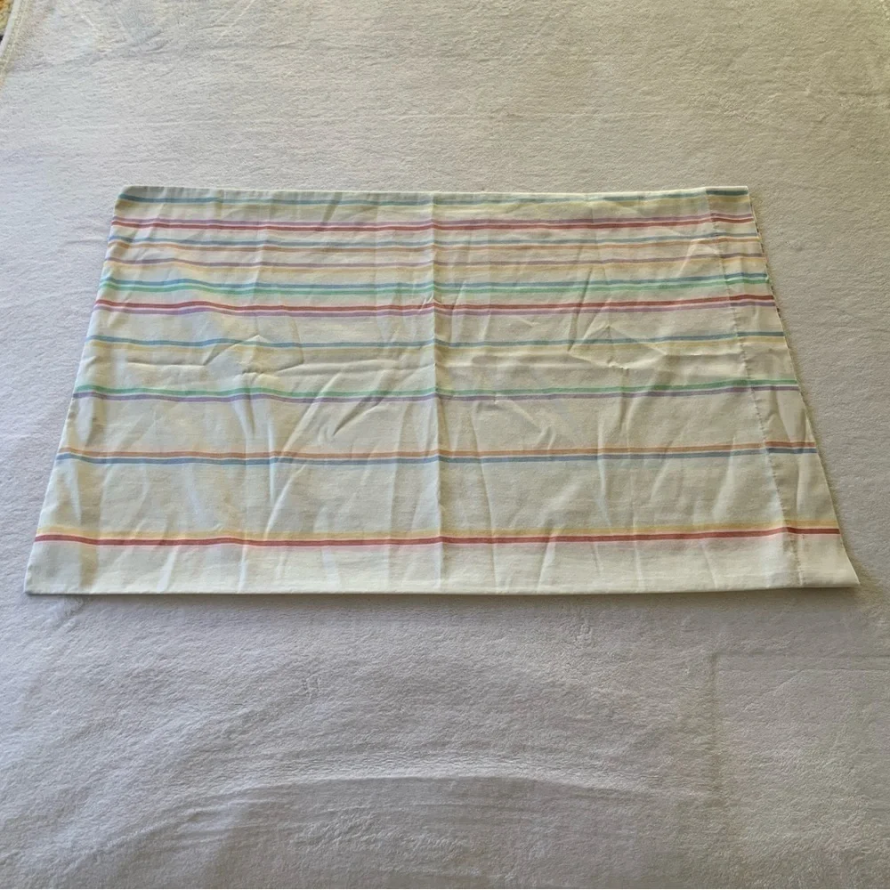 Vtg Burlington Caress Rainbow Stripe Pillowcase
